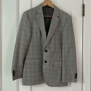 Hugo Boss The James Light Grey & Blue Plaid Wool Linen Blend Sportcoat Size 36S
